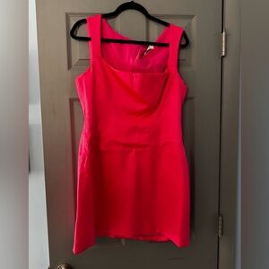 House of CB Red Sheath Mini Dress Square Neck Sleeveless (size L+)